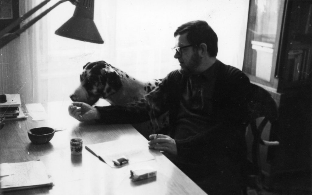 Dimitrije Bašičević Mangelos at his desk