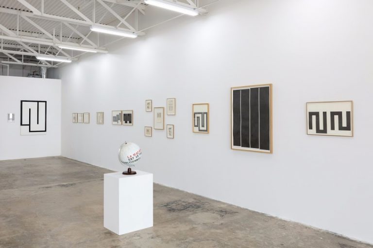 Exhibition view: Julije Knifer / Mangelos: Investigating the Limits of Painting, galerie frank elbaz, Dallas, 2017