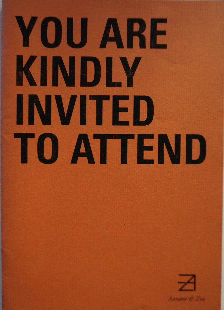 Cover of You Are Kindly Invited To Attend, Aanant & Zoo, Berlin, 2010