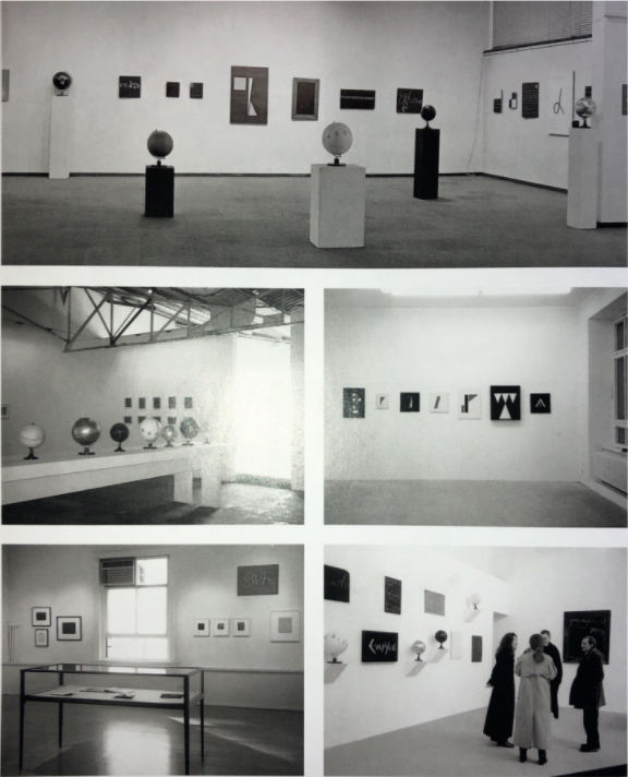 Exhibition view: Mangelos, Gallery of Dom JNA, Zagreb, 1986; Le Milieu du Monde, Centre Régional d’Art Contemporain, Sète, 1993; A B C, Galerie Rainer Borgemeister, Berlin, 1997; Mangelos, A/D Gallery, New York, 1998; Theses or Manifestos, Museum of Modern Art, Ljubljana, 1999