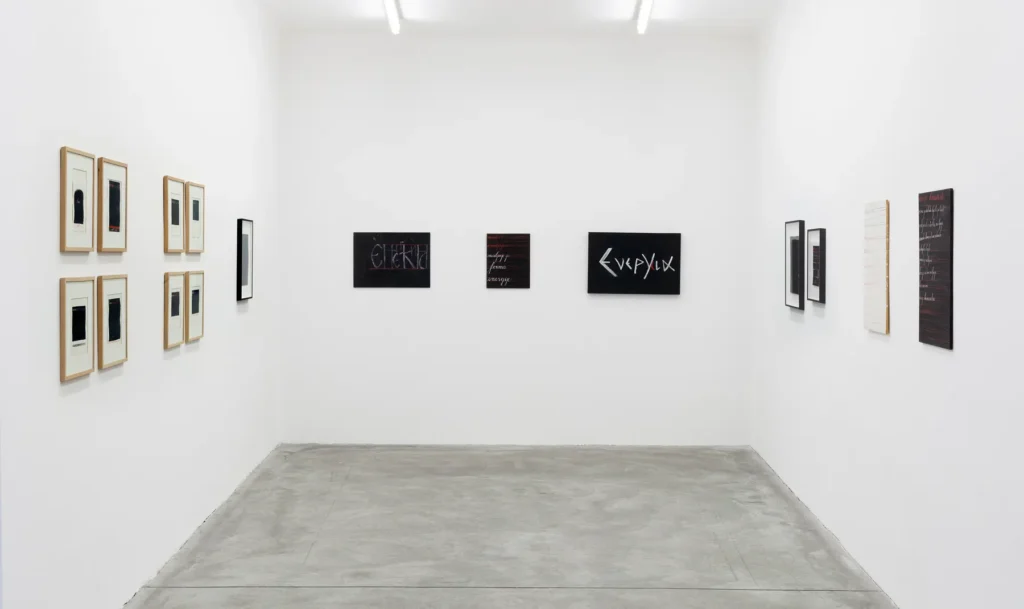 Exhibition view: Mangelos: Manifestos, Theses, Projects and Notes, Galerie Martin Janda, Vienna, 2017